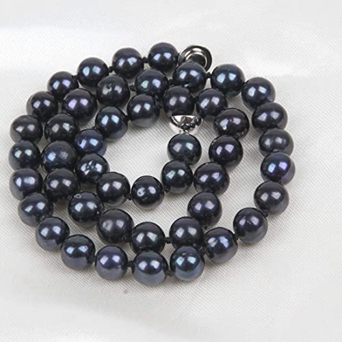 Women's Pearl Necklace Set AA Grade 8-9mm Black Freshwater Pearl Necklace and Stud Earrings Pearl Jewellery set for ladies and Girls treasurebayb2b