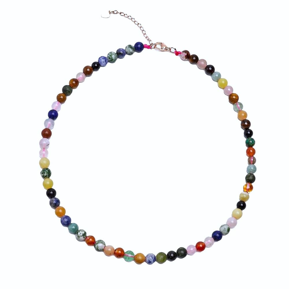 Handmade Womens Girls Beaded Necklace Choker 6mm Round Beads - Natural Gemstones Healing Crystal Jewellery treasurebayb2b