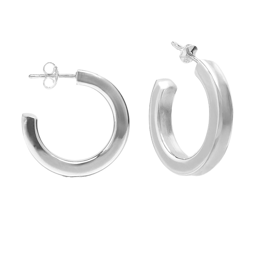 Silver Hoop Earrings | 925 Sterling Silver 4x25mm Half Hoop Stud Earrings for Women and Girls treasurebayb2b