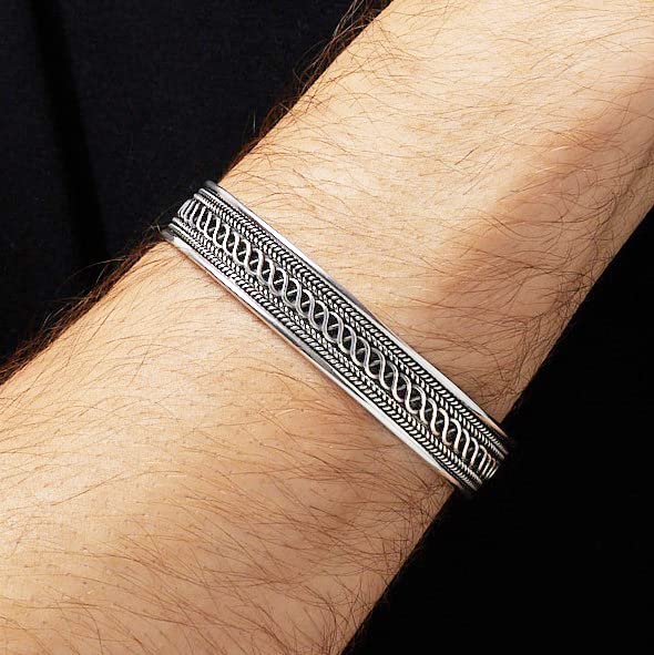 Solid 925 Sterling Silver Bangle Open Cuff treasurebayb2b