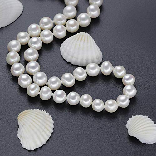 Freshwater Pearl Necklace for Men and Women | Womens Mens 7-8mm White Pearl Necklace 45cm Plus 5cm Chain Extender treasurebayb2b