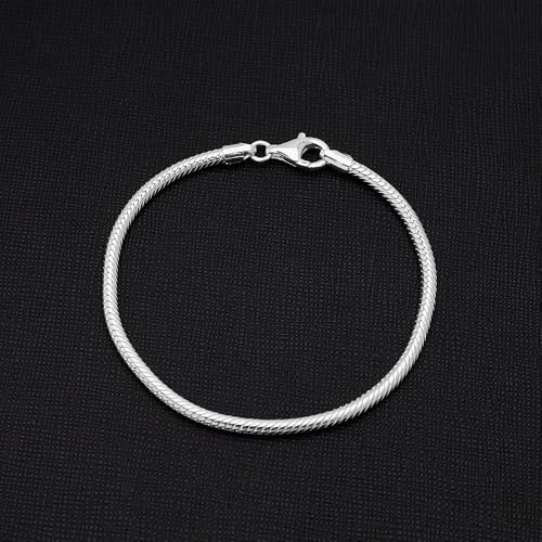 Women's Men's Bracelet Italian 925 Sterling Silver 3.3MM Thick Snake Chain Bracelet for Men and Women treasurebayb2b