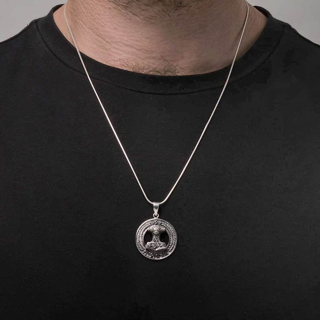 Detailed 925 Sterling Silver Viking Pendant Amulet Thor Hammer Necklace for Men and Women treasurebayb2b