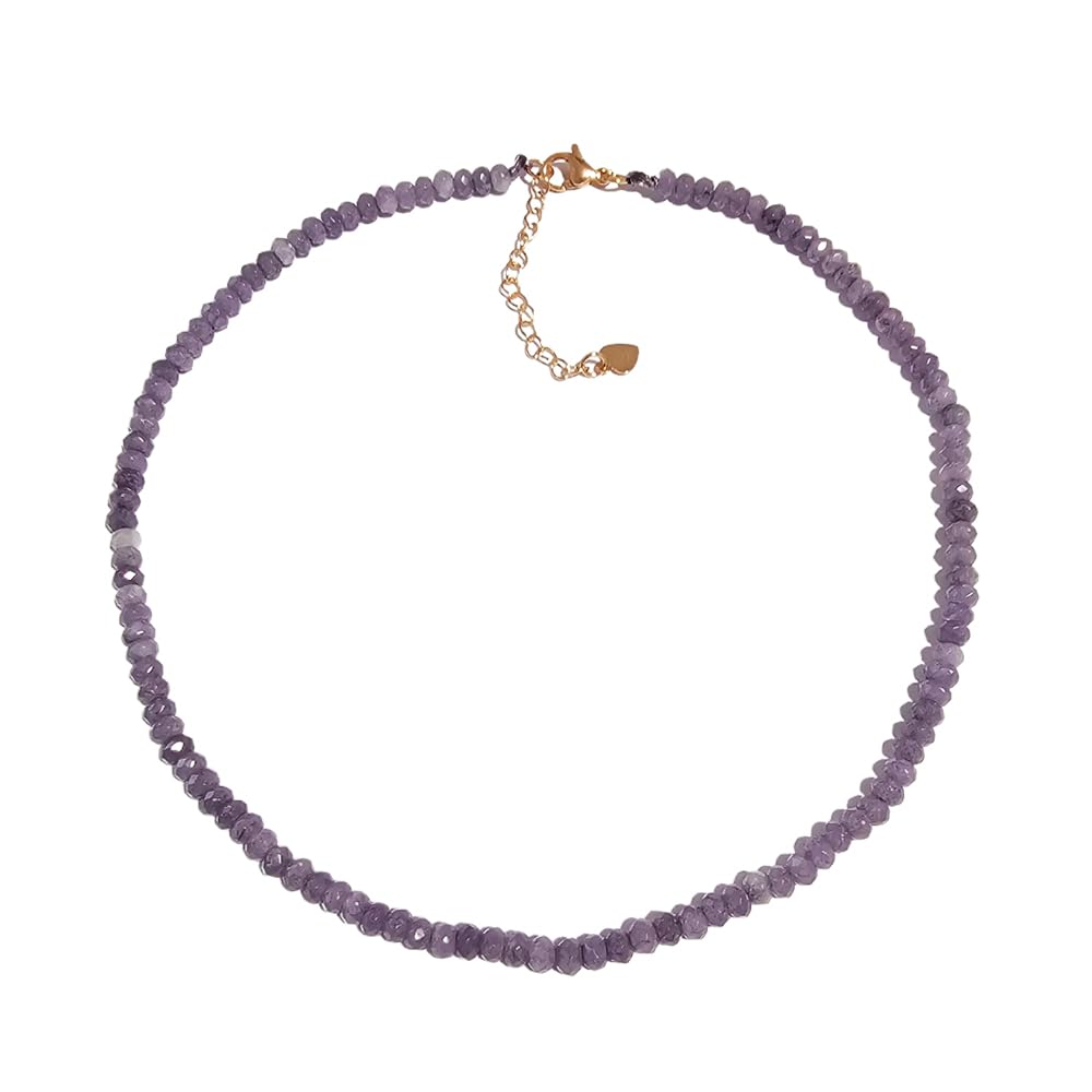 Handmade Womens Girls Beaded Necklace Choker - 4mm Beads Natural Gemstones Healing Crystal Jewellery Necklace treasurebayb2b