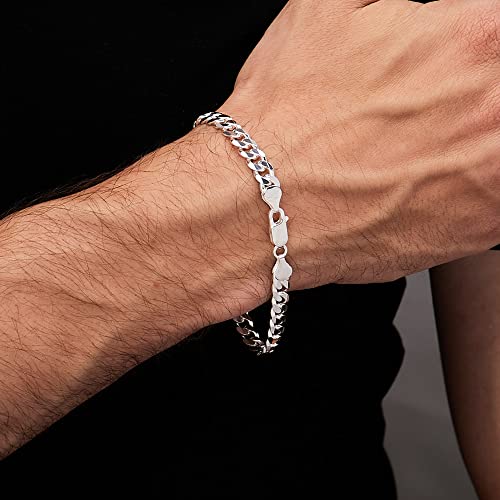 Mens Solid 925 Sterling Silver ID Bracelet 7mm, Silver Chain Bracelet Available in 19.5cm, 21cm and 23cm treasurebayb2b