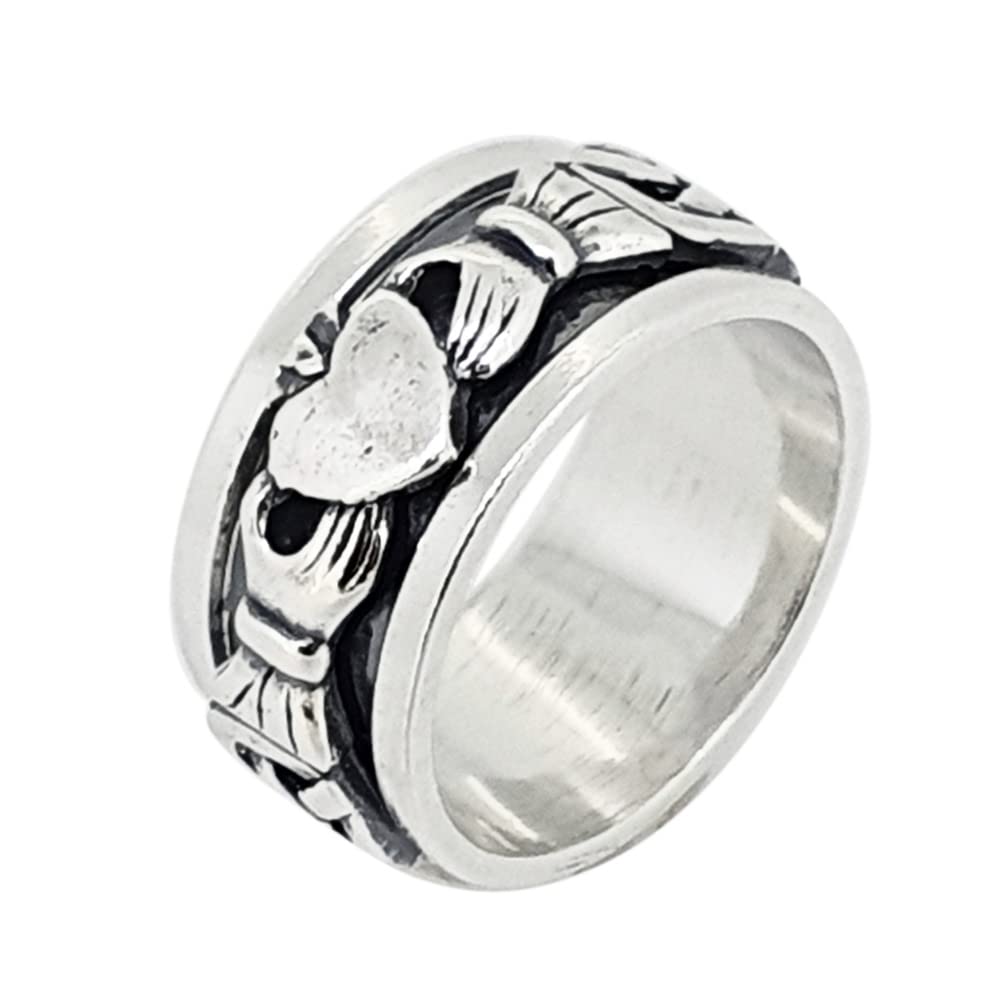 Women's Men's 925 Sterling Silver Claddagh Spinner Ring Celtic Band treasurebayb2b