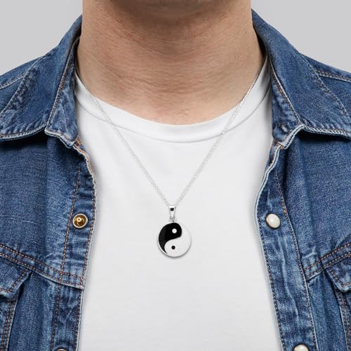 Yin Yang Pendant | Large 925 Sterling Silver Yin Yang Pendant Necklace for Women Men treasurebayb2b