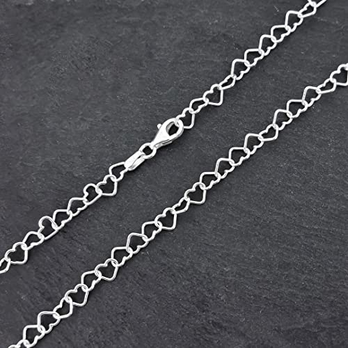 925 Silver Chain Necklace for Women and Girls | Classic Heart Links Chain Choker Necklace Layer Stack Necklace Length 42/46/48/50/52/55/60Cm treasurebayb2b