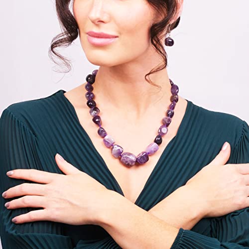 Chunky Natural Gemstone Beaded Necklace for Women, Women's Handmade Necklace treasurebayb2b