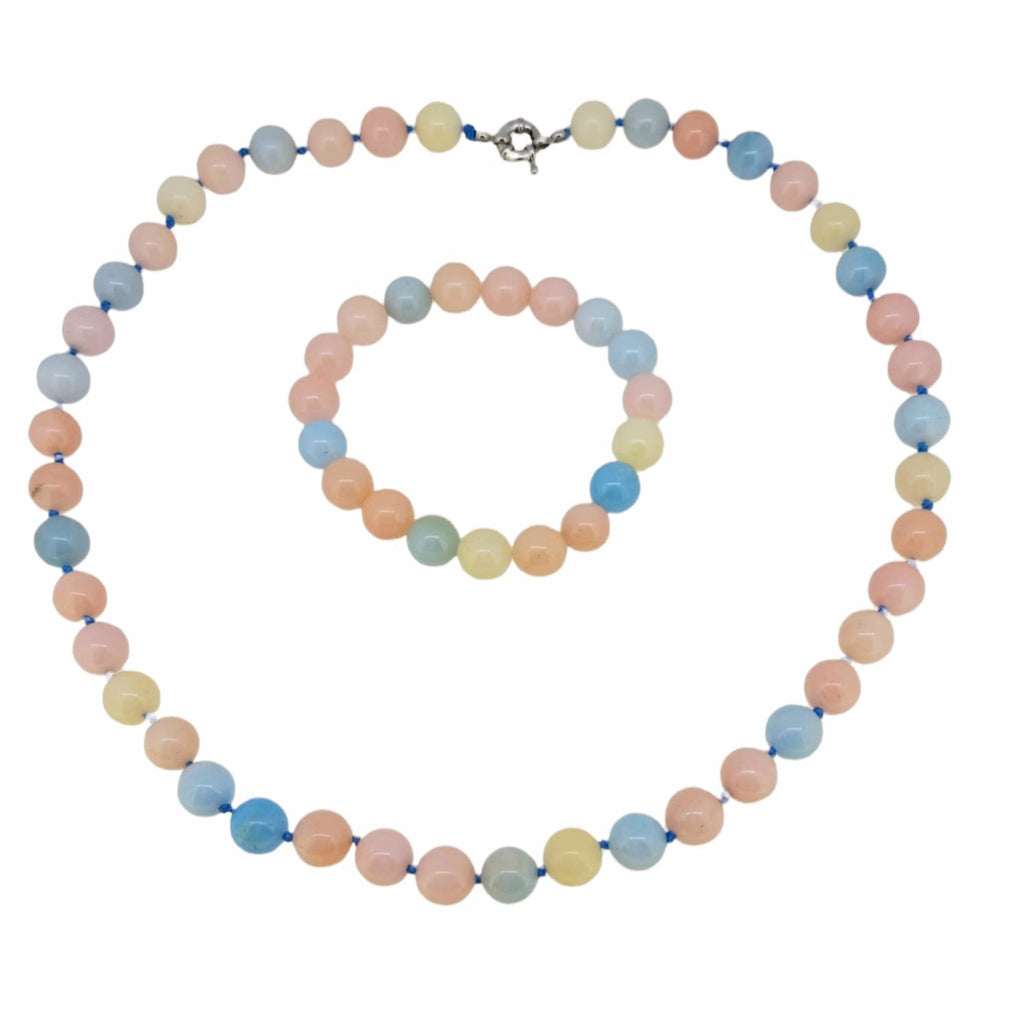 Women's Necklace Jewellery Set | Stunning 10mm Natural Gemstone Beaded Necklace Bracelet treasurebayb2b