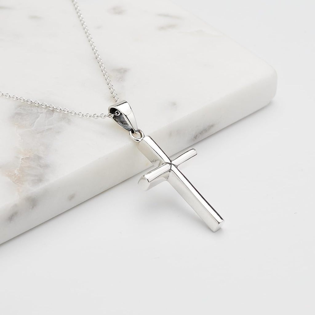 Men's Silver Cross Necklace | Classic 925 Sterling Silver Pendant Necklace for Men and Women treasurebayb2b