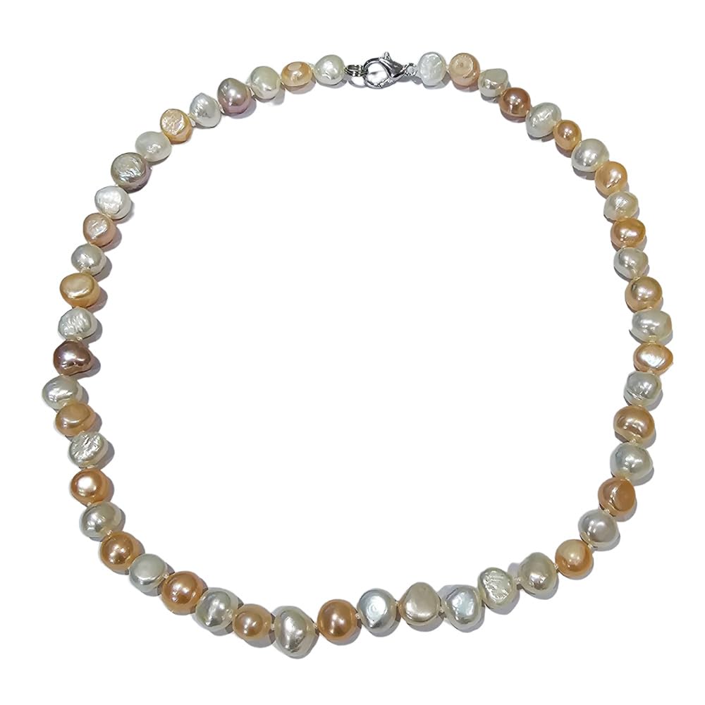 Elegant Womens Pearl Necklace 8-9mm Baroque Freshwater Pearl Necklace for Ladies Girls: White, Pink, Grey, Black, Green, Deep Red treasurebayb2b
