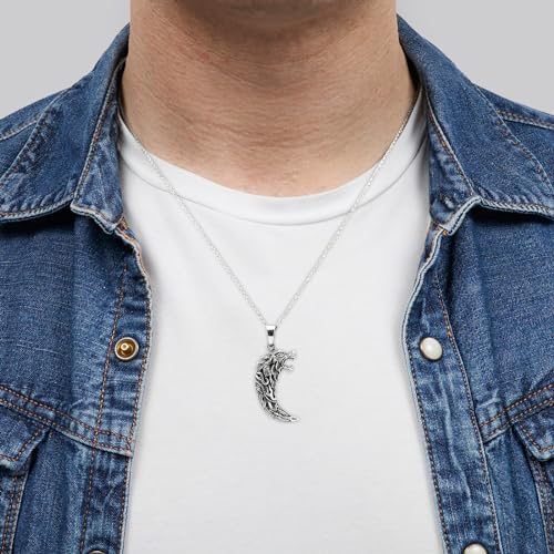 925 Silver Wolf Tooth Pendant for Men - Biker Pagan Celtic Viking Norse Werewolf Silver Pendant for Men treasurebayb2b