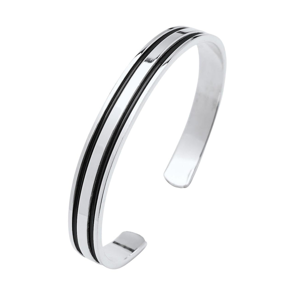 Men's Silver Bangle Bracelet | Solid 925 Sterling Silver Cuff Bar Bangle for Men treasurebayb2b