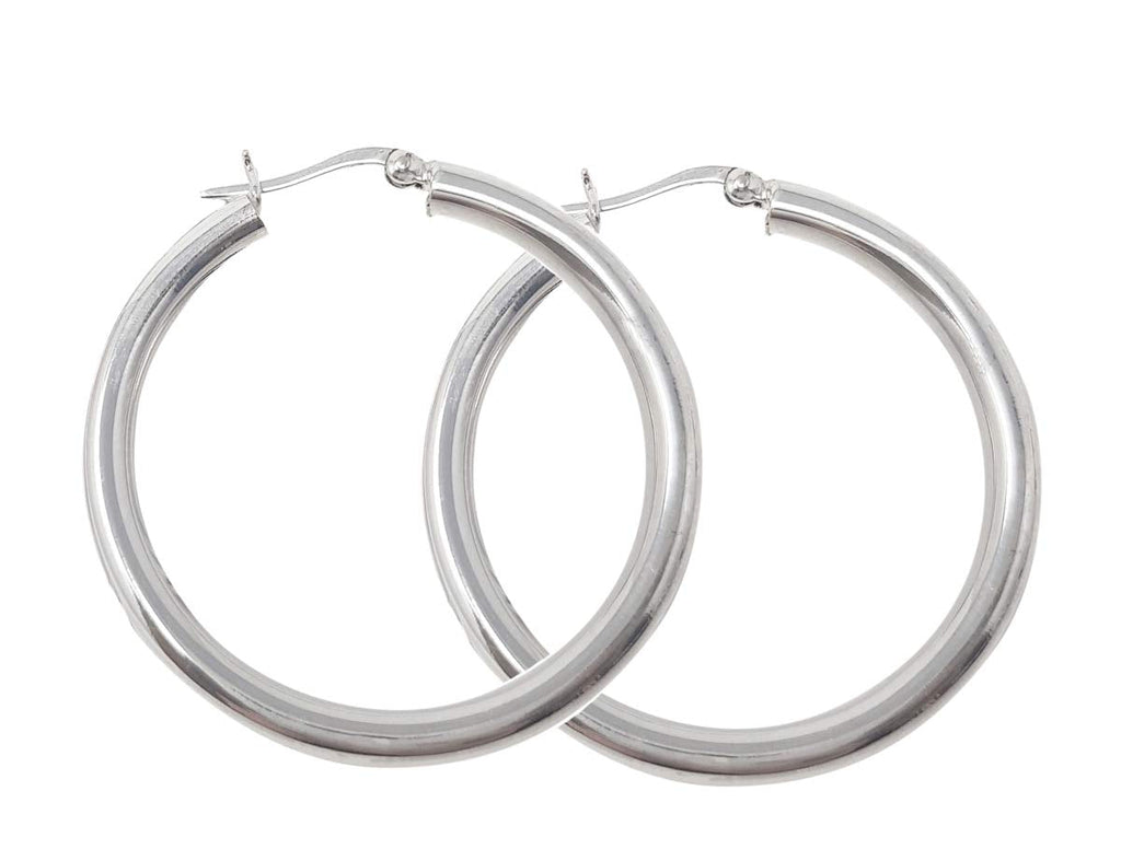 Trendy 4mm Bold Thick Shiny Hoop Earrings 925 Sterling Silver Hoops Earrings Gift for Women and Girls Available in Different Sizes treasurebayb2b