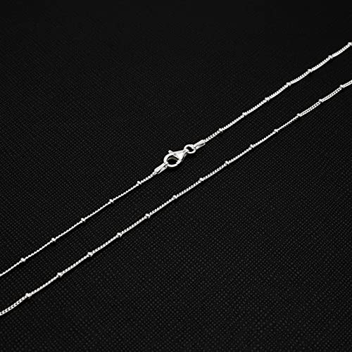 Women's Silver Chain Beads Necklace | 925 Silver Italian Chain Layered Stacking Necklace Curb Ball Beaded Chain Necklace for Women and Girls 16" 18" 19" 20" 21" 22" 24" in treasurebayb2b