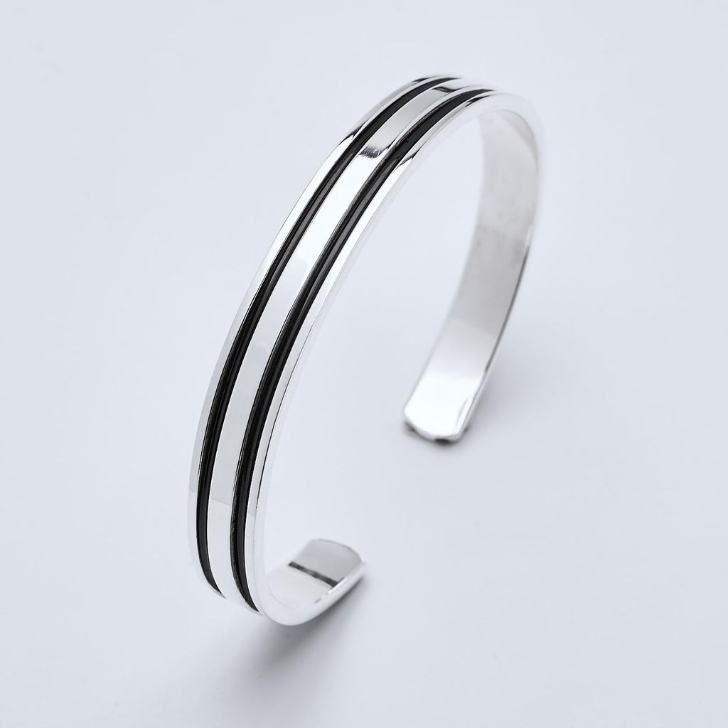 Men's Silver Bangle Bracelet | Solid 925 Sterling Silver Cuff Bar Bangle for Men treasurebayb2b