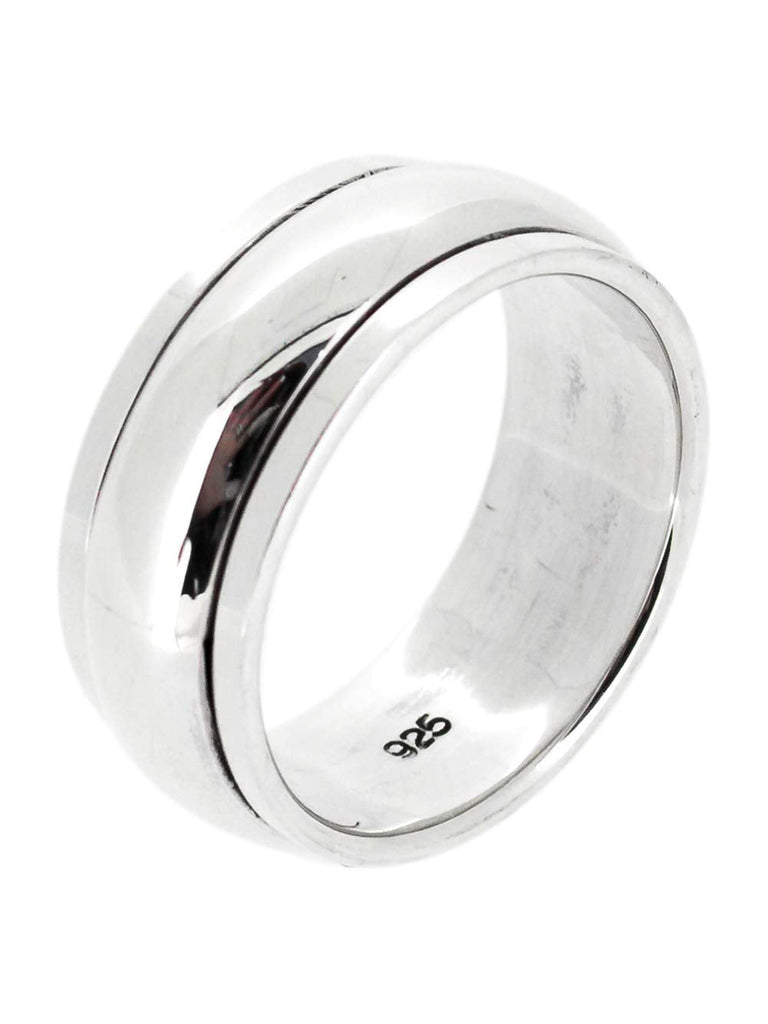 MENS 8MM Wide Plain 925 Sterling Silver Spinner/Spinning/Spin Band Ring Meditation Stress Relief Ring - Available in Sizes: R - Z R treasurebayb2b