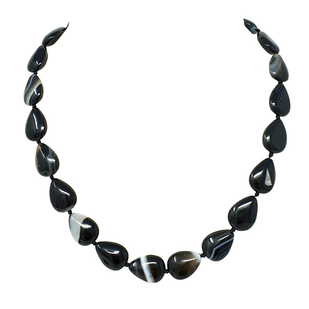 Handmade Beaded Natural Tiger's Eye, Blue Spots, Agate Gemstone Necklace for Women Ladies and Girls - Women's Necklace 18In treasurebayb2b