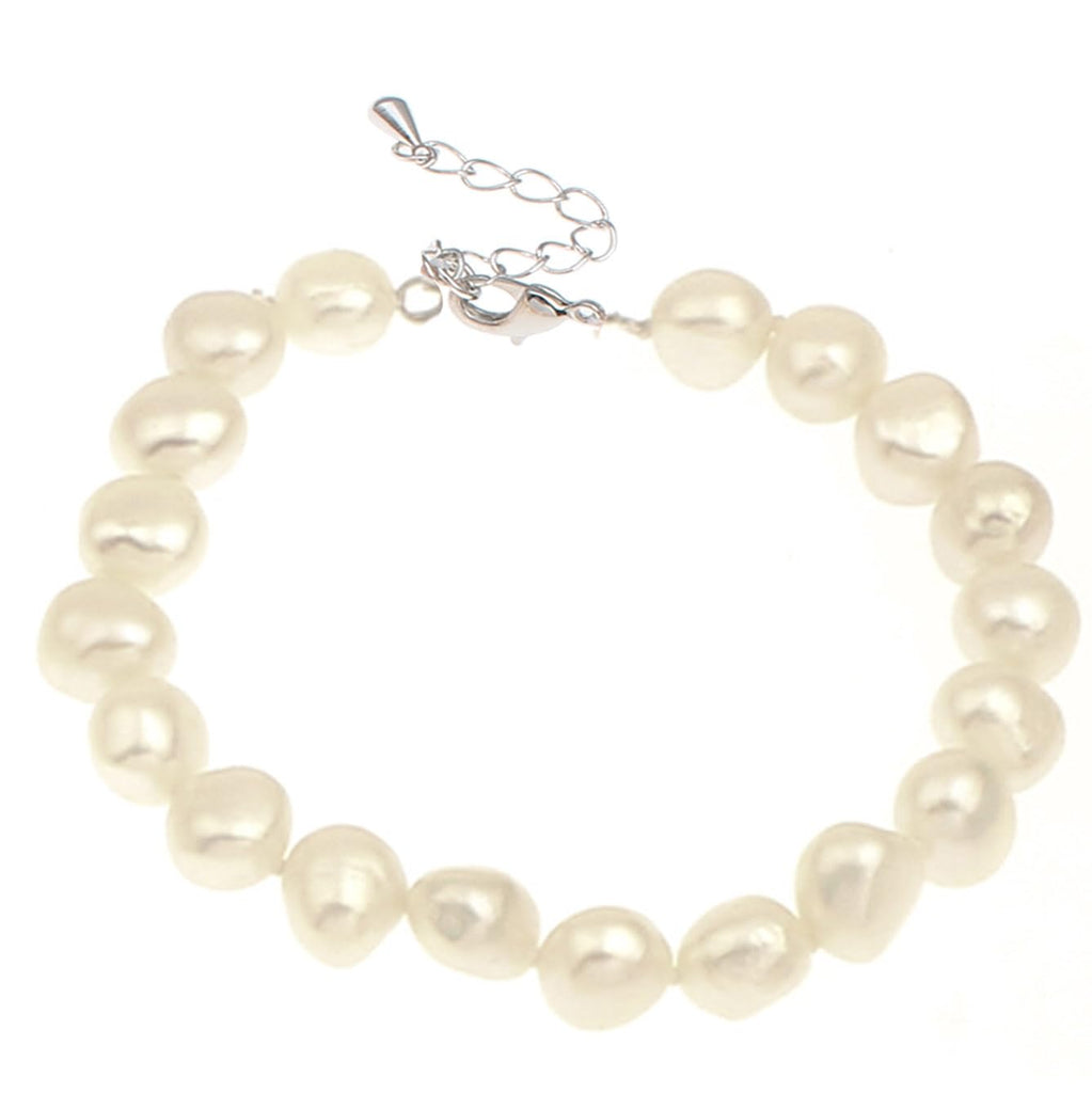 Pearl Bracelet for Women and Girls | Handmade 7-8mm Freshwater Pearl Bracelet | White Grey Multicolour Pearl Beaded Bracelet for Ladies and Girls - Adjustable 5cm treasurebayb2b
