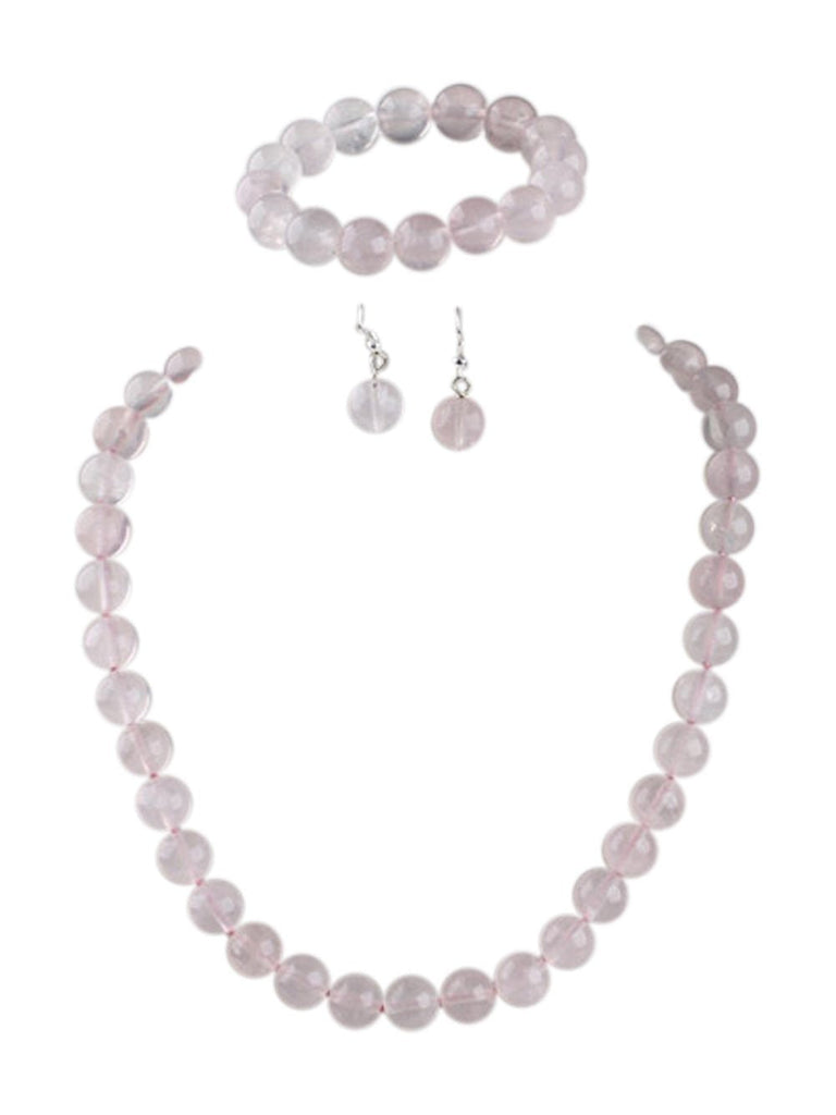 Women's Necklace Jewellery Set | Stunning 10mm Natural Gemstone Beaded Necklace Bracelet treasurebayb2b