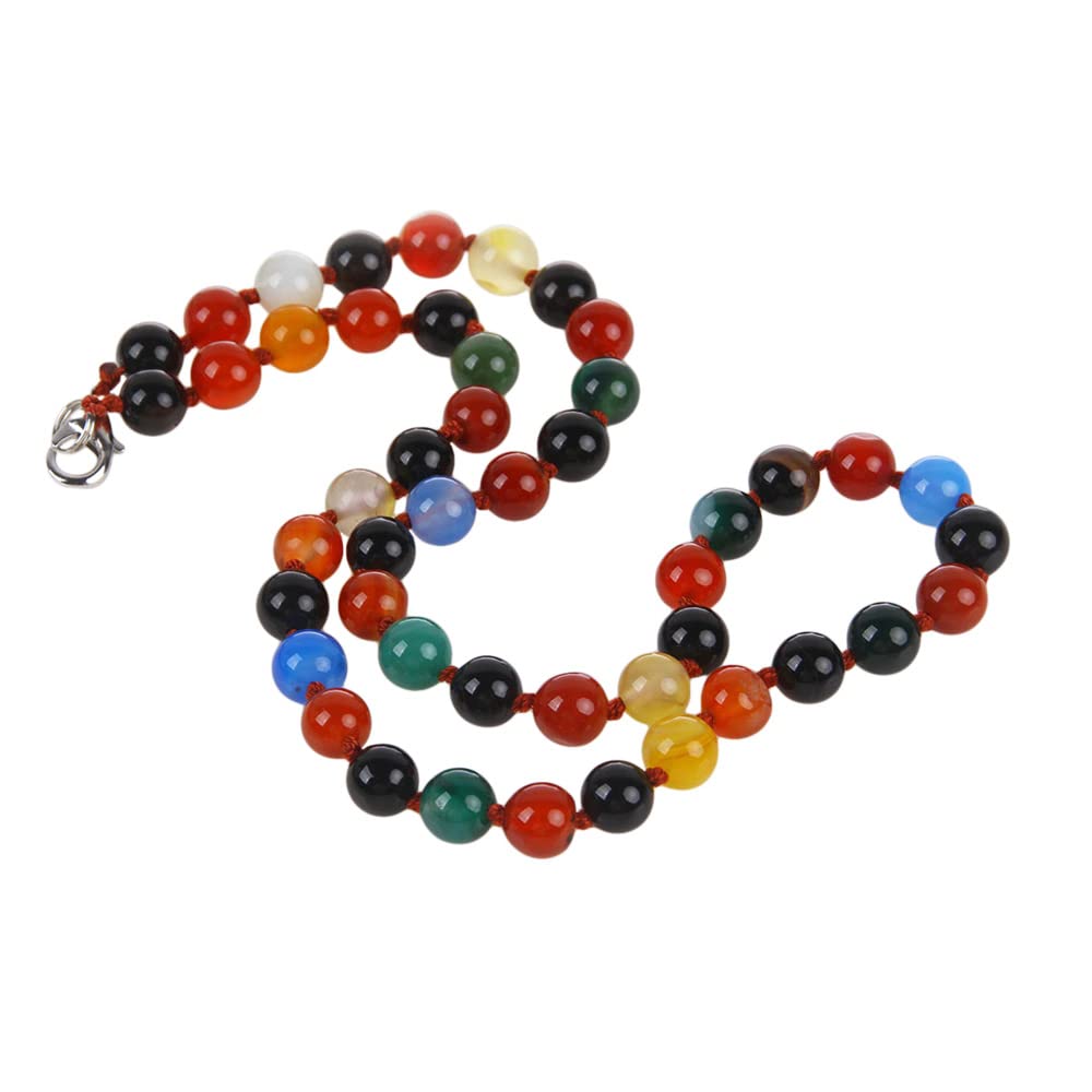 Women's Handmade Gemstone Beaded Necklace 8mm Natural Rose Quartz, Tiger's Eye, Aquamarine, Agate necklace for Women Ladies and Girls treasurebayb2b