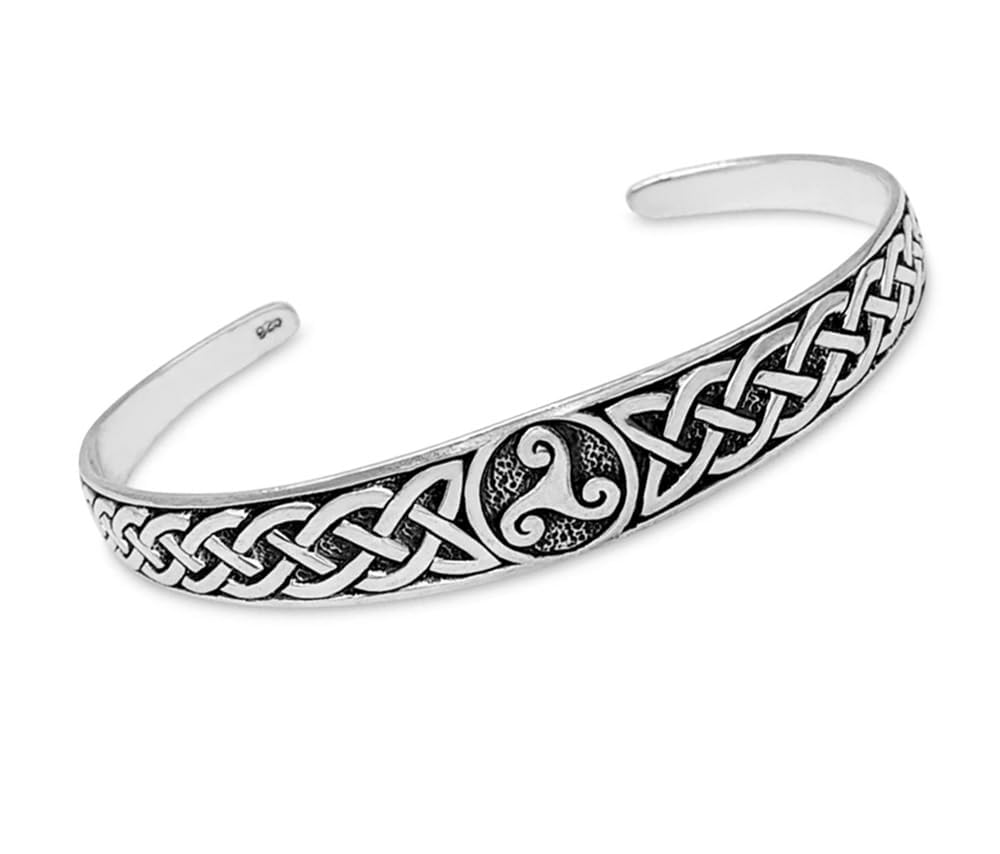 Women's 925 Sterling Silver Celtic Triskelion Knot Bangle Bracelet - 925 Sterling Silver Bracelet Celtic Bangle for Ladies and Girls treasurebayb2b