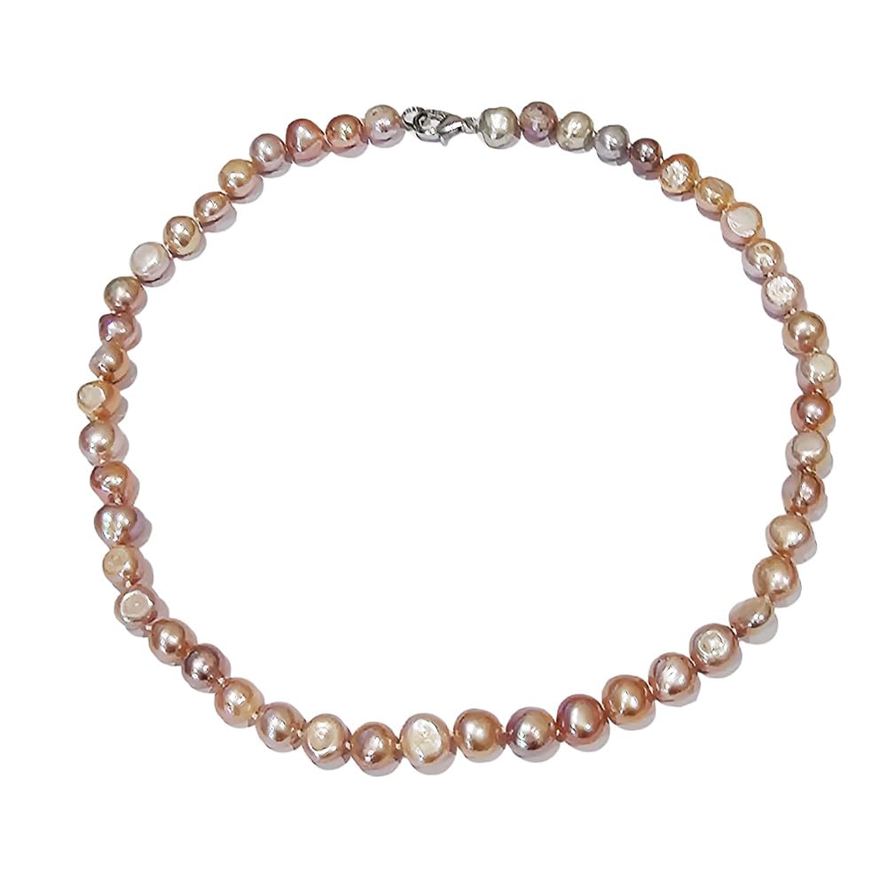 Elegant Womens Pearl Necklace 8-9mm Baroque Freshwater Pearl Necklace for Ladies Girls: White, Pink, Grey, Black, Green, Deep Red treasurebayb2b