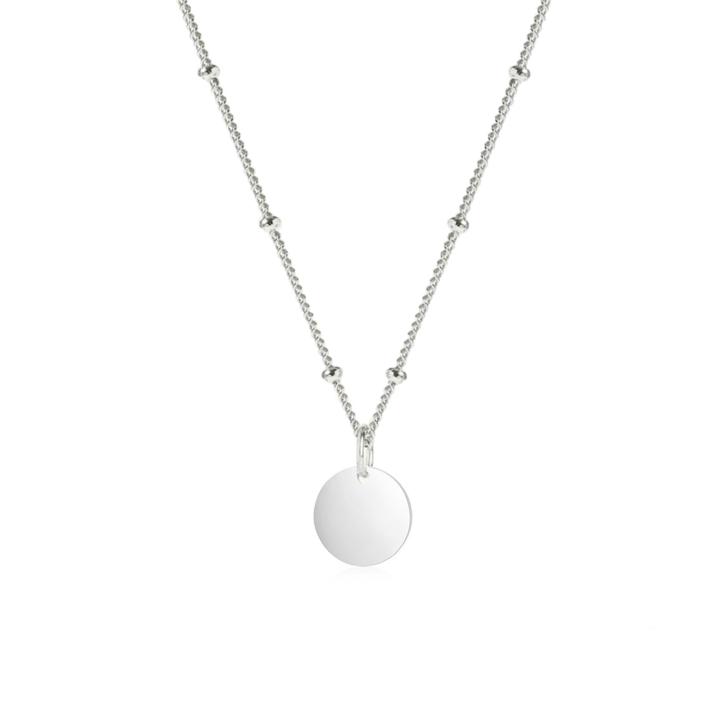 Women's Silver Necklace - 925 Sterling Silver Pendant Charm Small Chain Beaded Necklace Layered Stacking Curb Chain Necklace for Women Ladies Girls treasurebayb2b