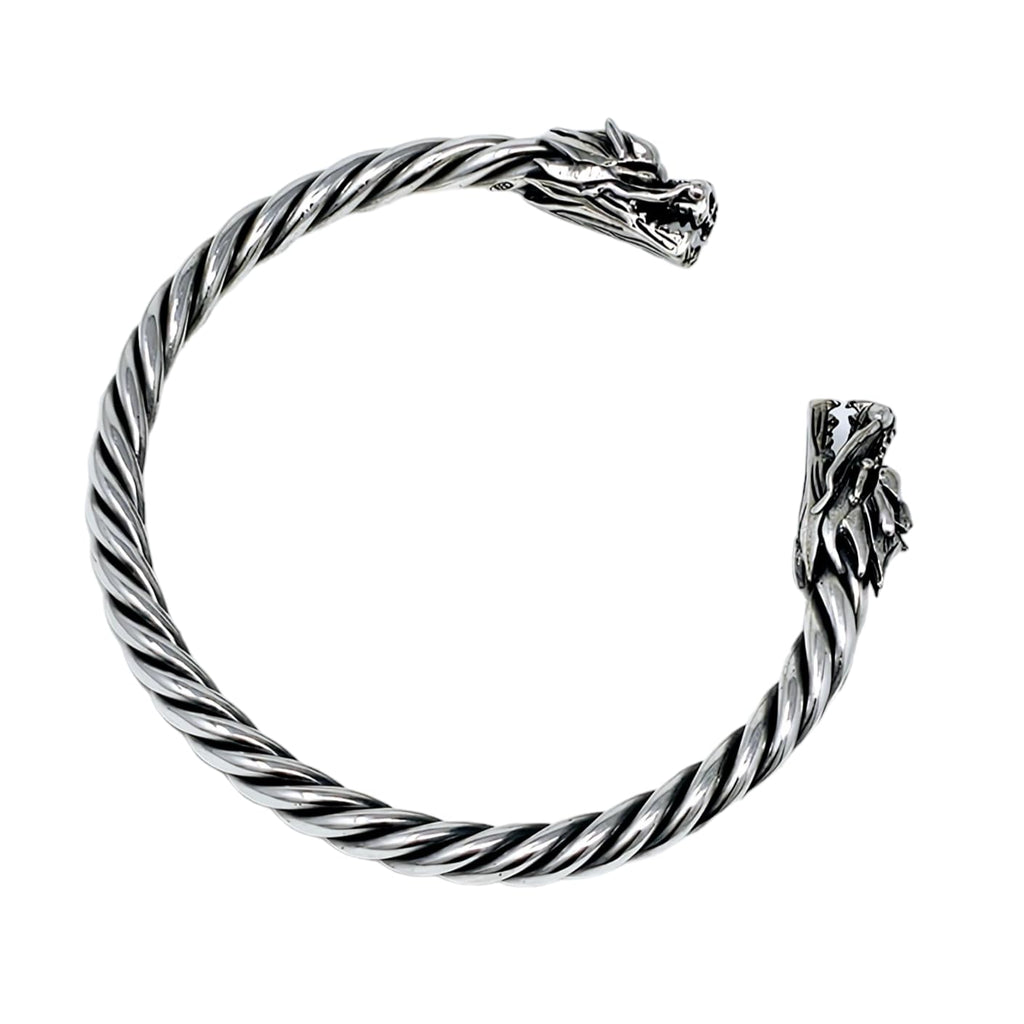 Men's Sterling Silver Bangle Bracelet with Dragon Design | Dragon Silver Bangle for Men treasurebayb2b