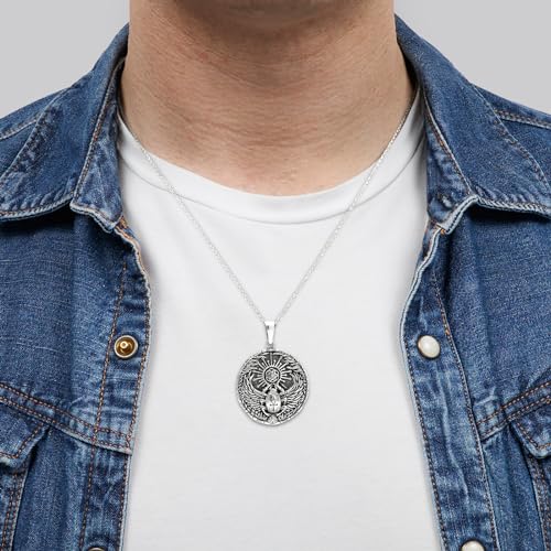 Men's Scarab Beetle Pendant | 925 Sterling Silver Egyptian Winged Scarab Beetle Pendant for Women and Men treasurebayb2b