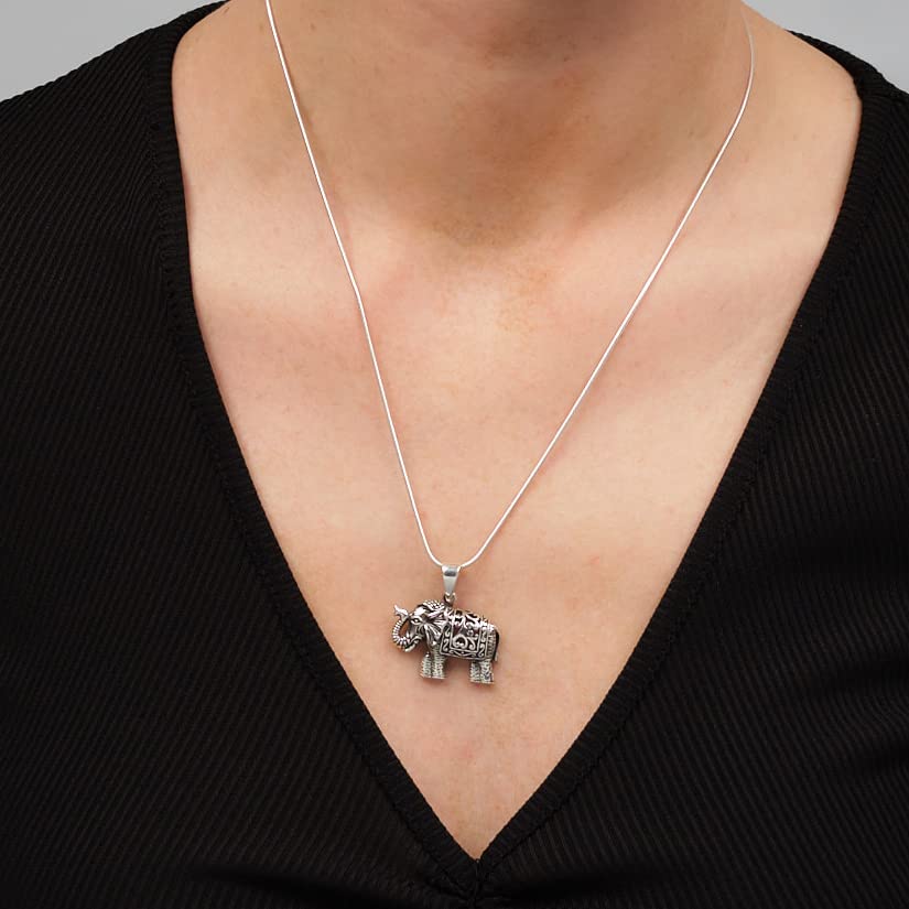 Elephant Silver Pendant Necklace on Chain, Pendant Necklace for Women and Men treasurebayb2b