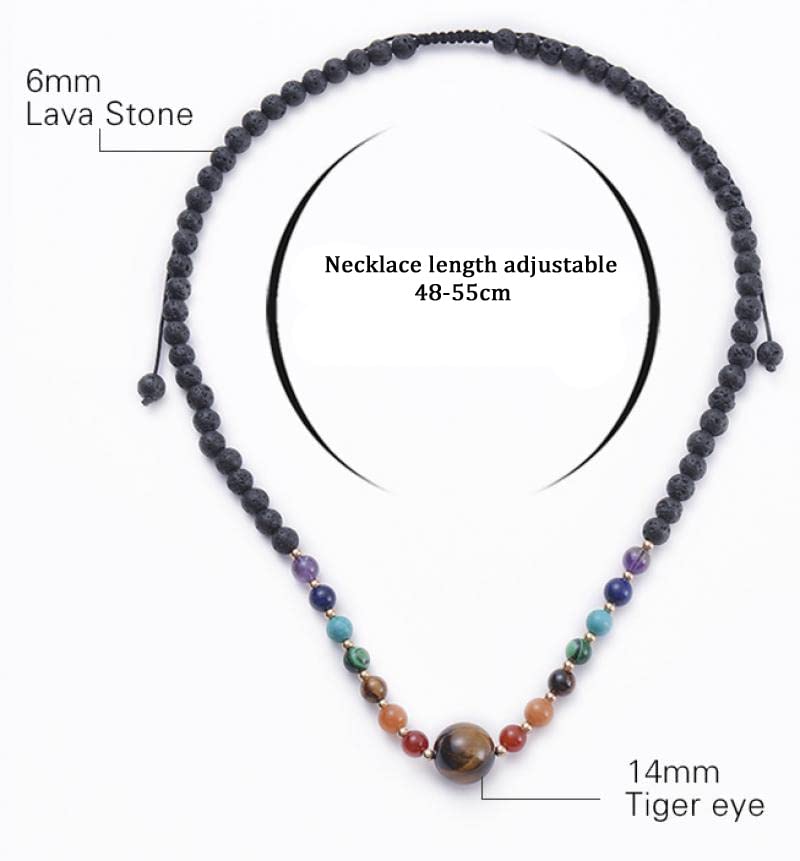 Handmade Mens Women's Chakra Beaded Necklace Adjustable Length - Natural Gemstones Power Bead Healing Crystal Jewellery treasurebayb2b