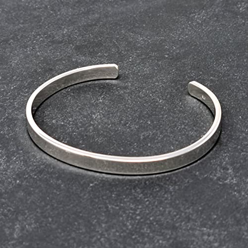 Men's Solid 925 Sterling Silver Bangle, Plain Silver Cuff Bracelet treasurebayb2b