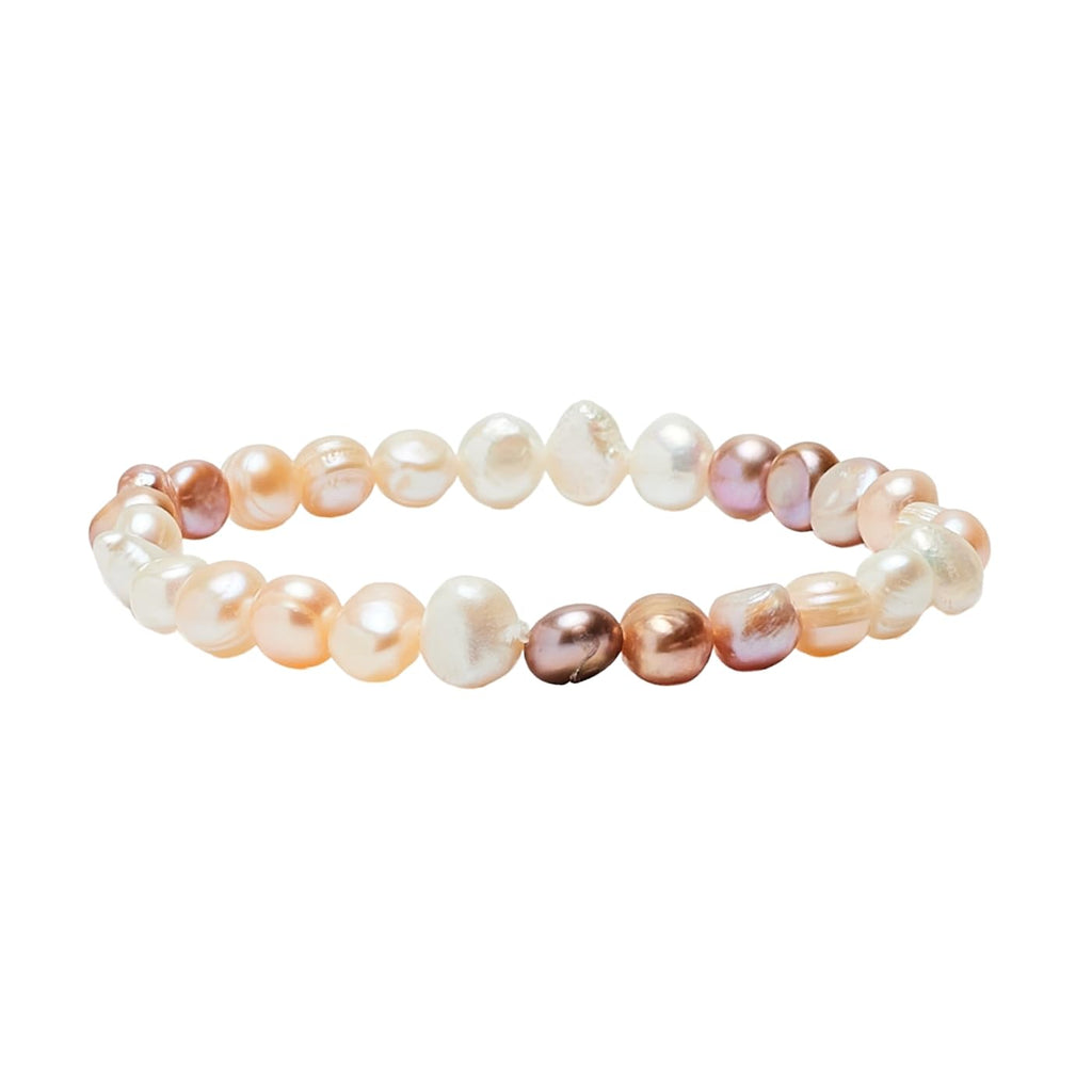 Handmade Womens 7-8mm Freshwater Pearl Bracelet | Stretchy Beaded Pearl Bracelet for Ladies and Girls - Pink, Black, White, Grey, Multicolour treasurebayb2b