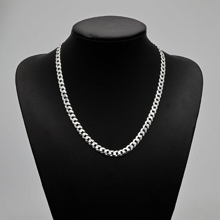 Mens Womens Chain Necklace 6.2mm Cuban Curb Chain 925 Sterling Silver treasurebayb2b