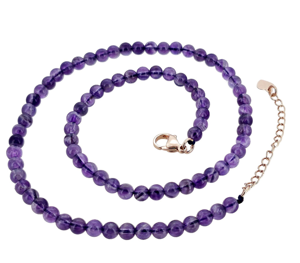 Handmade Womens Girls Beaded Necklace Choker - 4mm Beads Natural Gemstones Healing Crystal Jewellery Choker Necklace treasurebayb2b