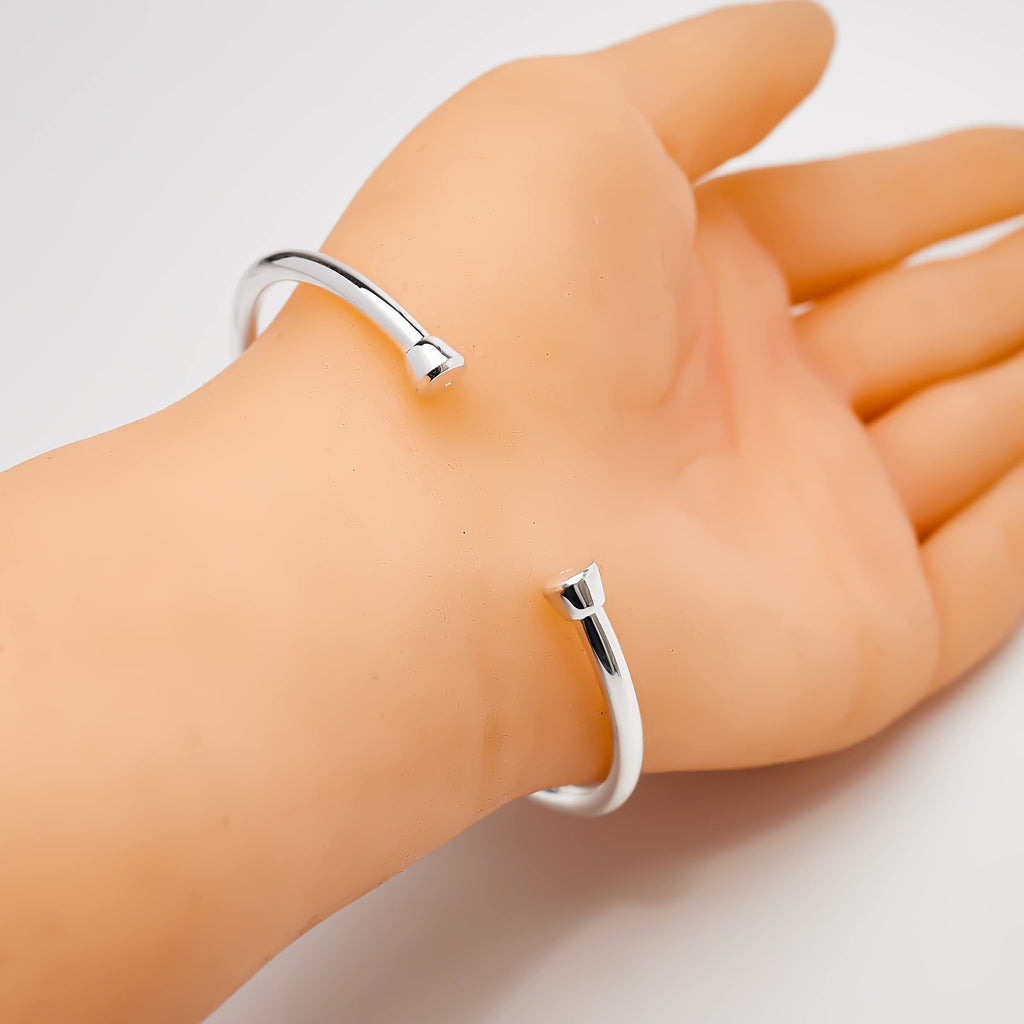 Men's Solid 925 Sterling Silver Torque Bangle Bracelet - Plain Silver Bracelet for Men treasurebayb2b