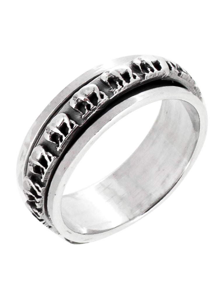 MENS WOMENS 7.5mm Solid 925 Sterling Silver Ring, Finger Ring, Elephant Design Spinning Stress Relief Ring treasurebayb2b