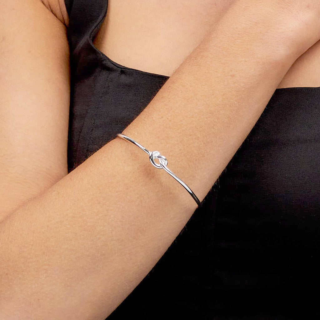 Womens 925 Sterling Silver Love Knot Bangle Bracelet treasurebayb2b