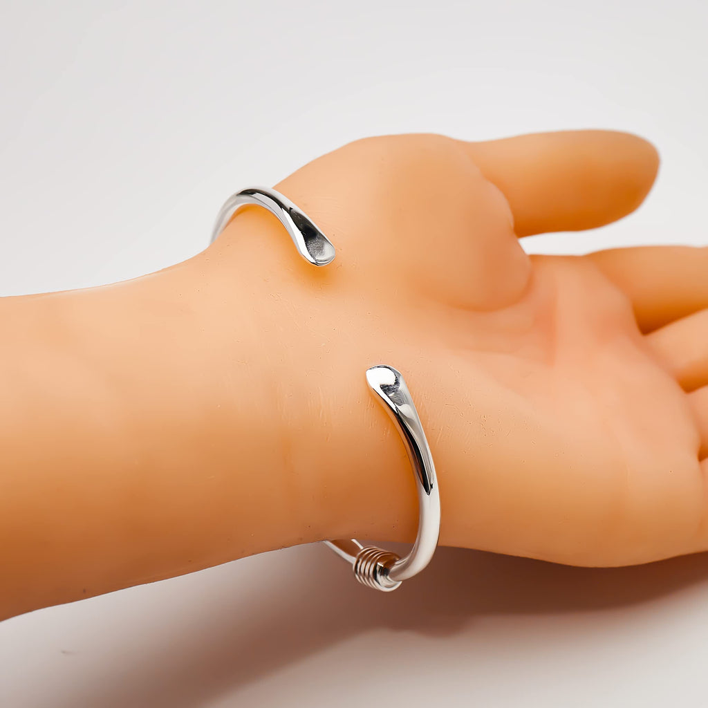 Mens Bracelet Solid 925 Sterling Silver Torque Bangle Bracelet Adjustable size treasurebayb2b