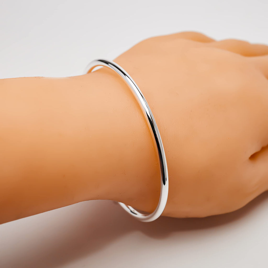 Women's Men's 925 Sterling Silver Torque Bangle | Classic Slim Plain Silver Cuff Bangle for Men and Women treasurebayb2b