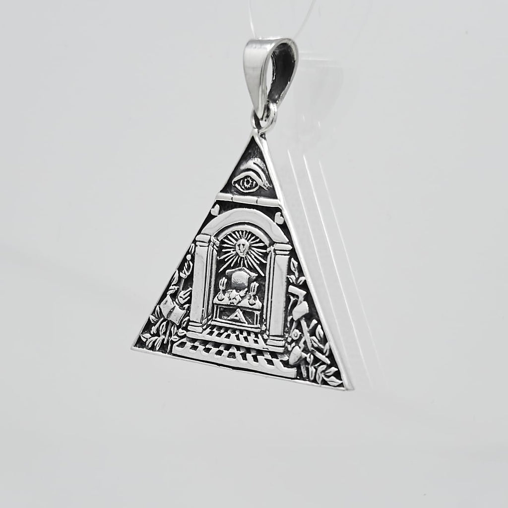 Men's Women's Silver Necklace Pendant - Eye of Horus Egyptian Triangle Pendant Egyptian Egypt Pyramid All-Seeing Evil Eye Pendant for Men treasurebayb2b