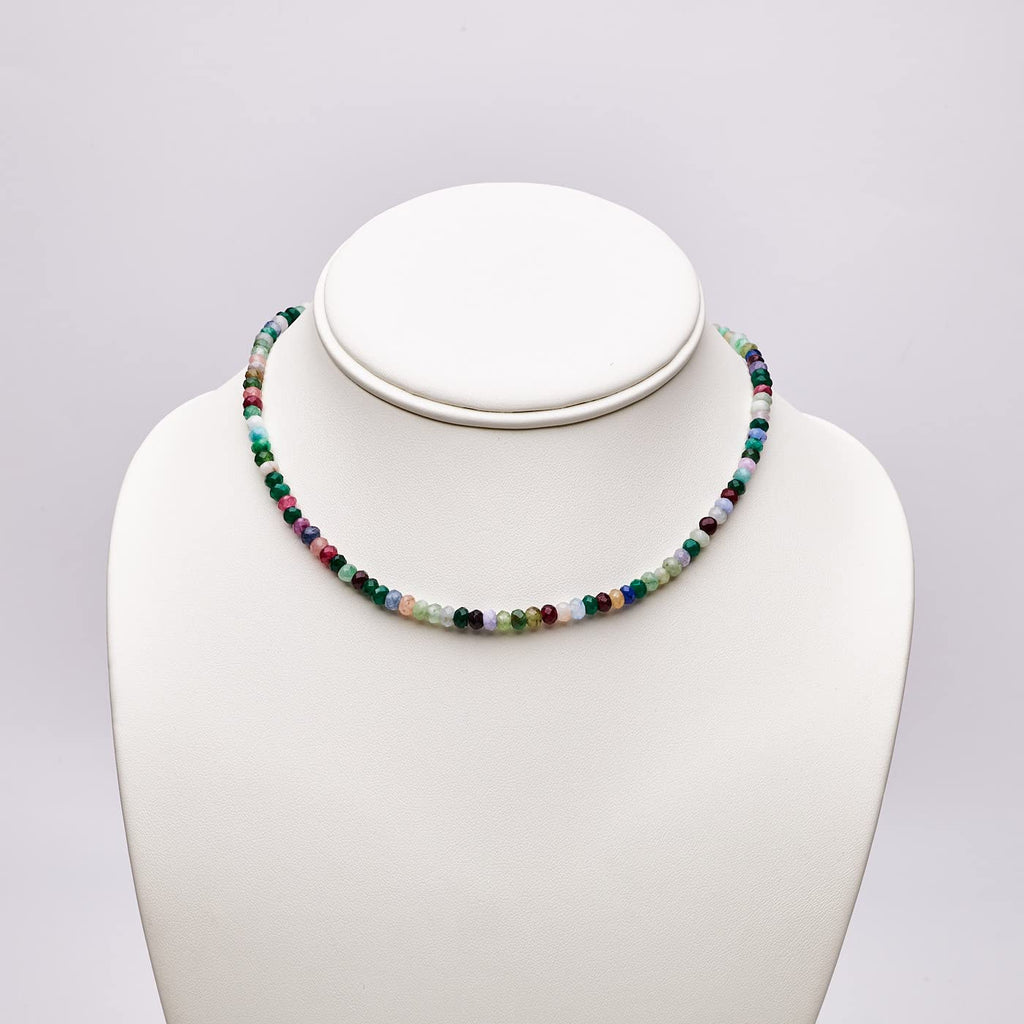Handmade Womens Girls Beaded Necklace Choker with 5cm Extender - Natural Gemstones Healing Crystal Jewellery Multicolour treasurebayb2b