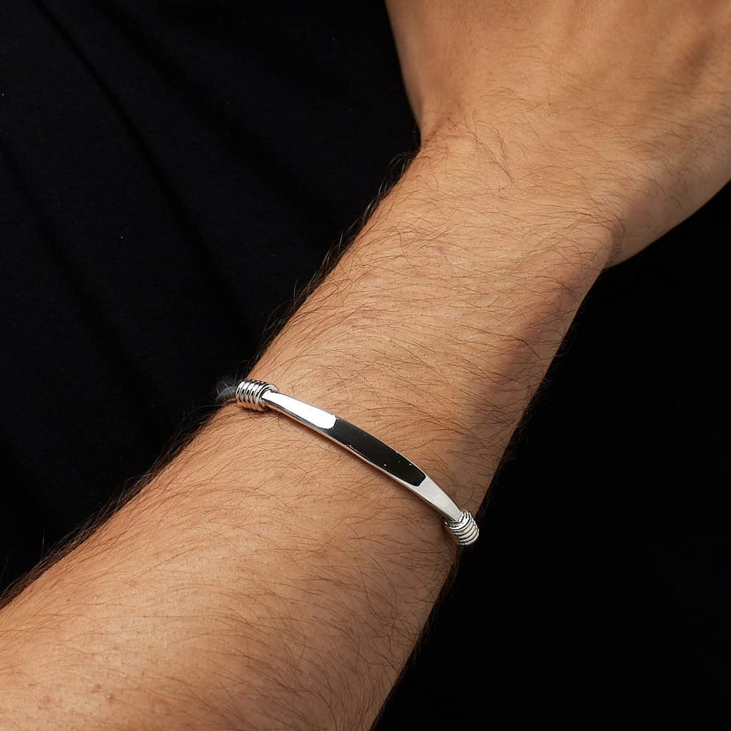 Mens Bracelet Solid 925 Sterling Silver Torque Bangle Bracelet Adjustable size treasurebayb2b