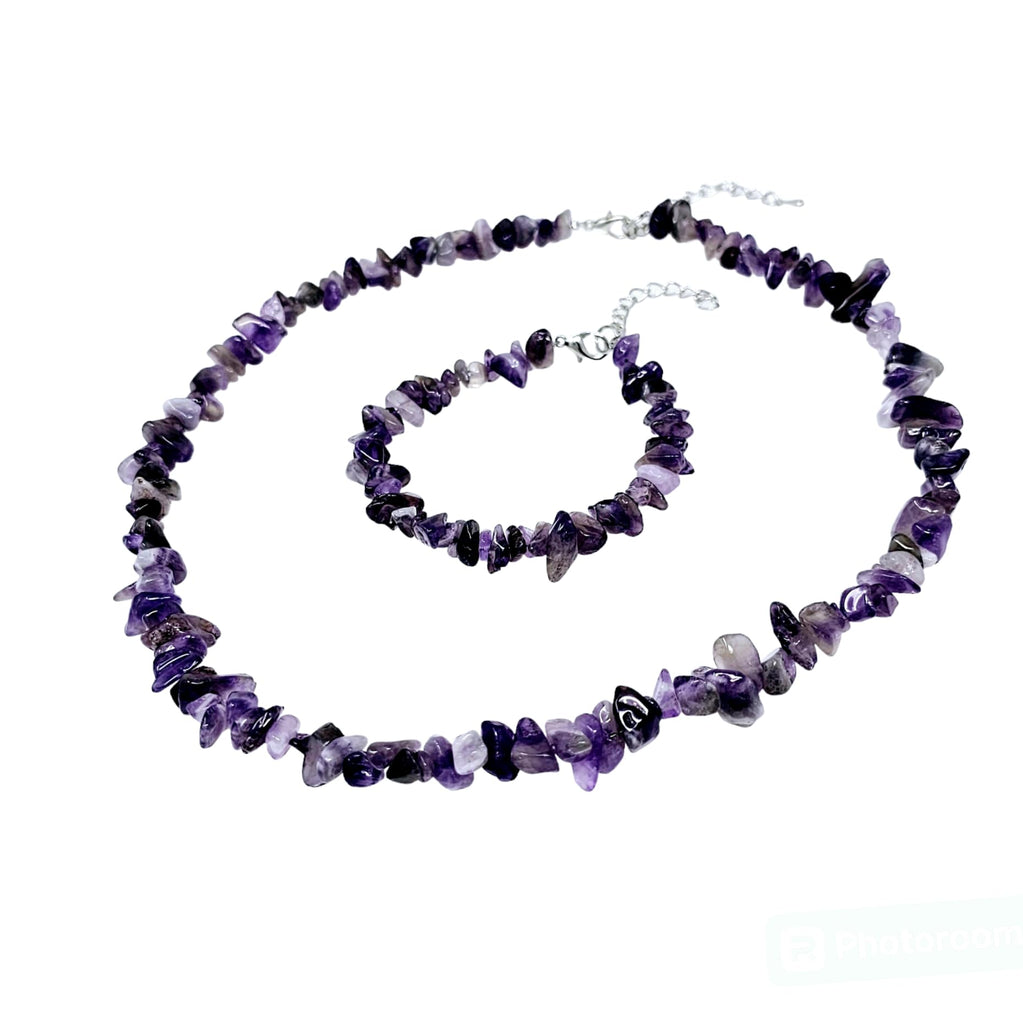 Beautiful Natural Blue Turquoise, Sapphire Jade Gemstone Chips Necklace and Bracelet Set for Women and Girls treasurebayb2b