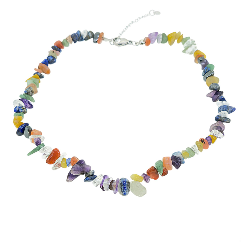 Handmade Womens Girls Beaded Gemstone Chips Choker Necklace - Natural Gemstones Healing Crystal Jewellery for Women Girls treasurebayb2b