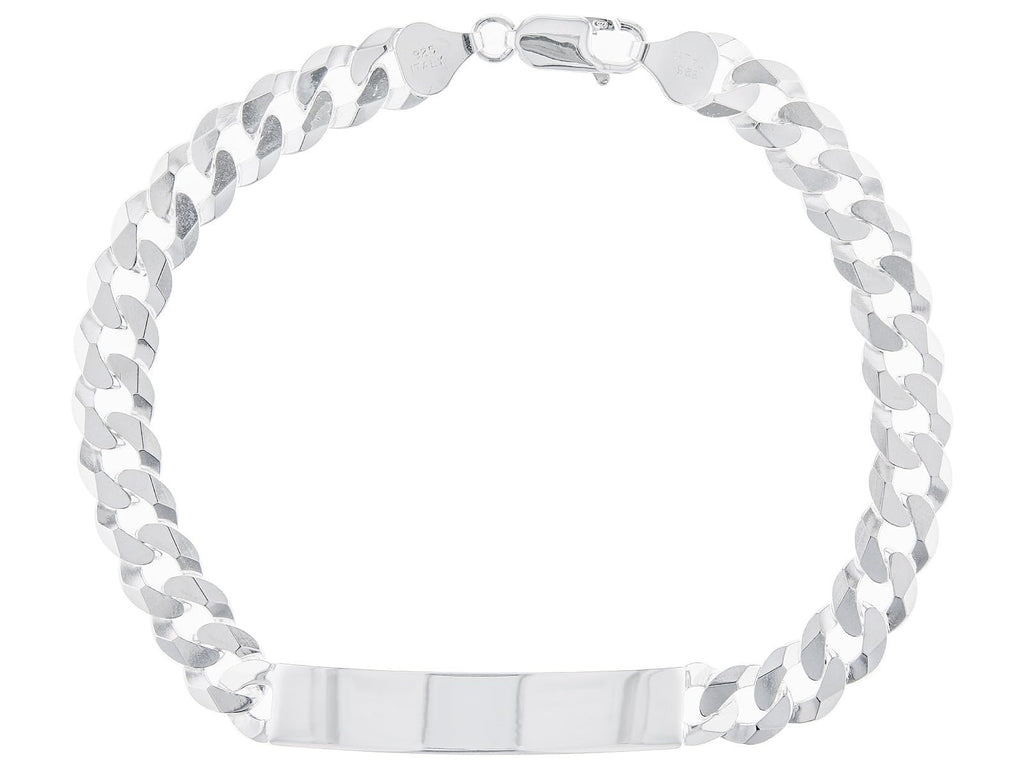 Mens Solid 925 Sterling Silver Chain ID Bracelet | Sterling Silver 8mm Curb ID Bracelet For Men treasurebayb2b
