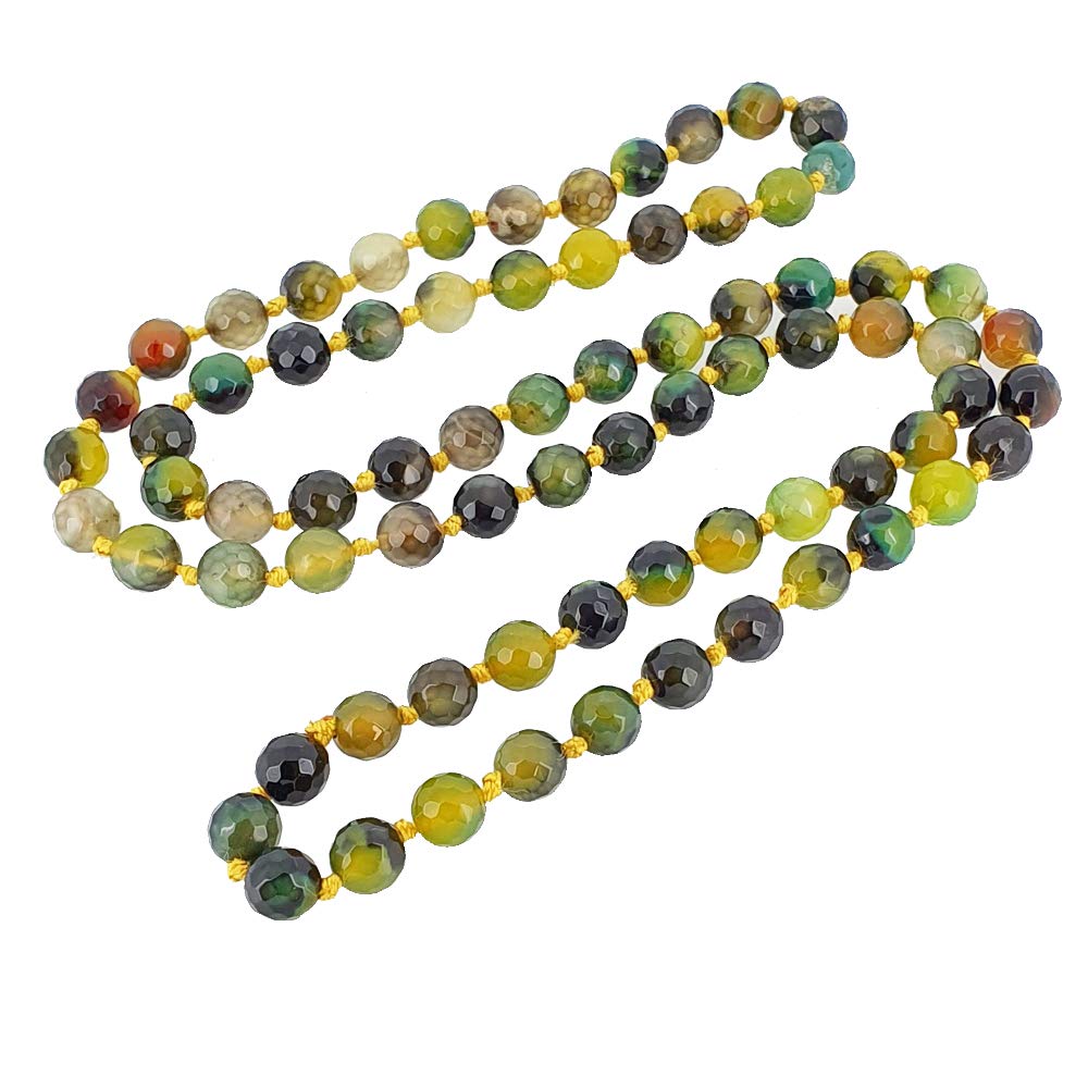 Women's Handmade Gemstone Beaded Necklace | 10mm Natural Gemstone Beaded Sweater Chain Necklace 88Cm Long treasurebayb2b