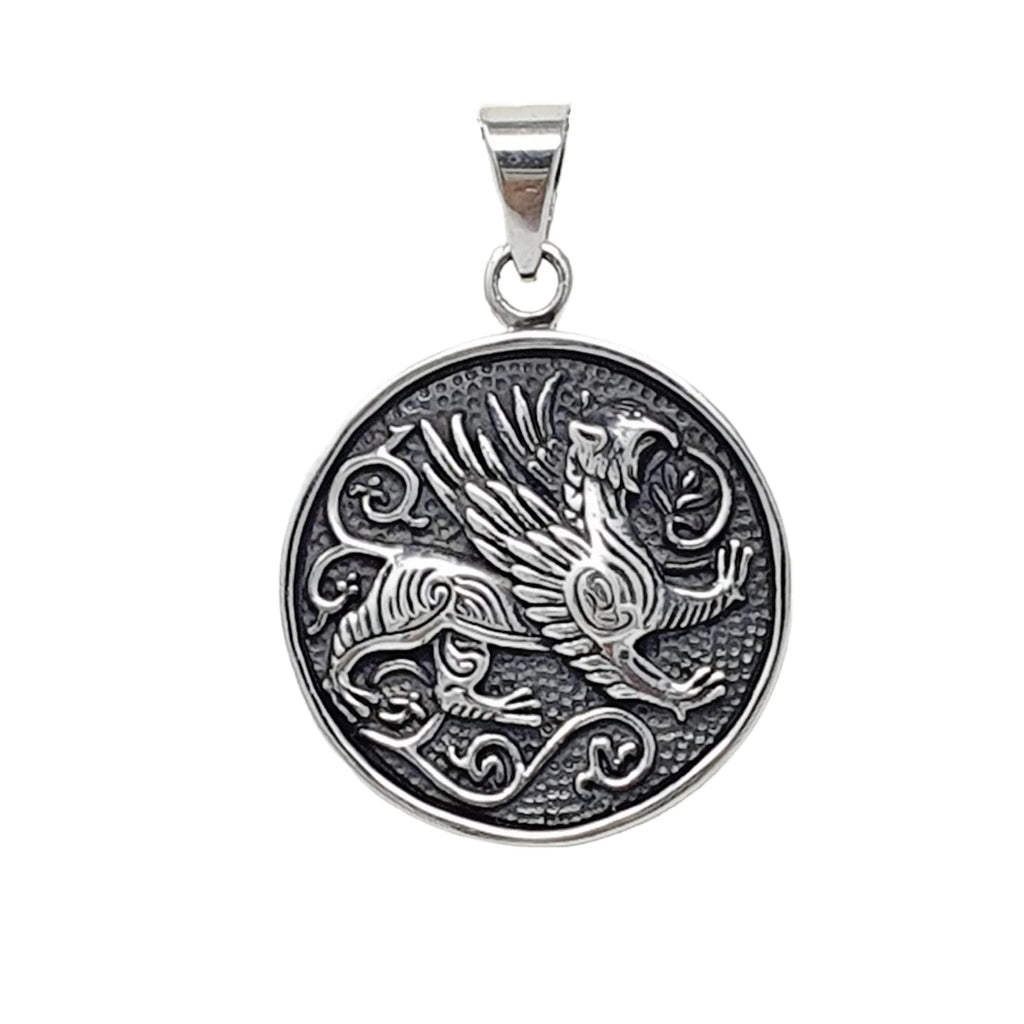 Griffin Pendant 925 Sterling Silver - Gryphon Lion Men Necklace, Greek Mythology Pendant, Gryphon Amulet, Fairytale Mythical Creature Pendant for Men and Women treasurebayb2b